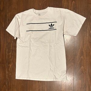 Adidas Men's White Logo Tee with Black Stripes M